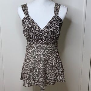 Brown and white patterned sleeveless top